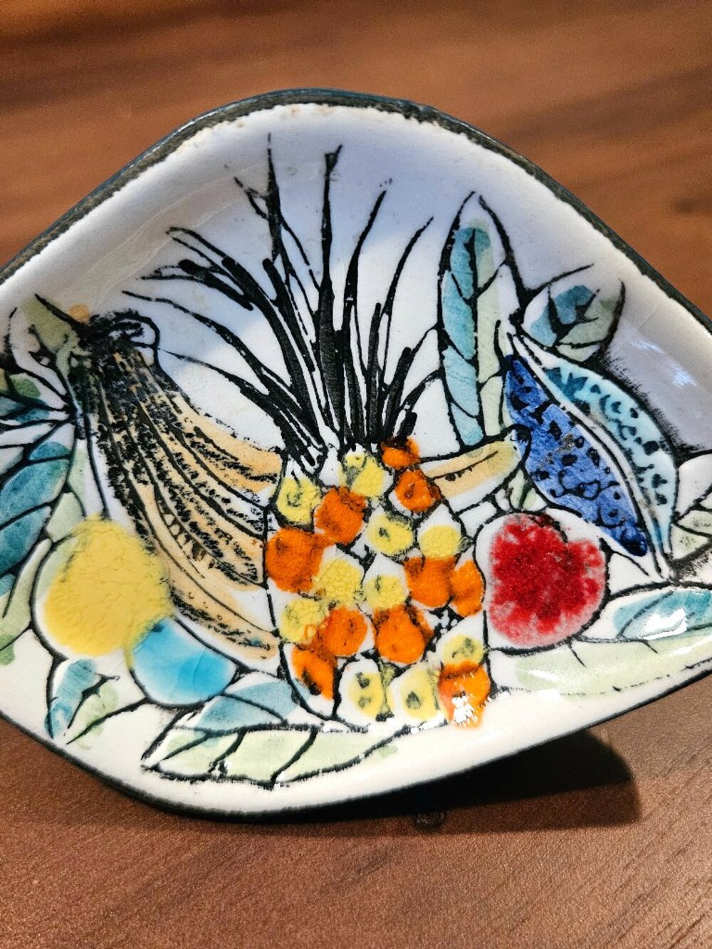 Vintage Hand-Painted Fruit Design Italian Butter Pat 4x3